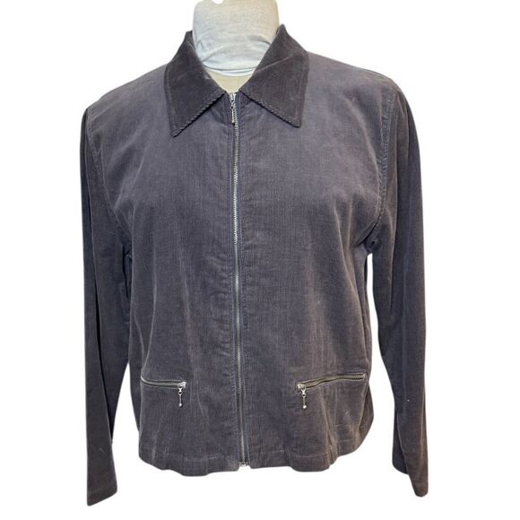 White Stag Gull Zip Gray Corduroy Jacket Sz. L Zip Pockets - Picture 3 of 10
